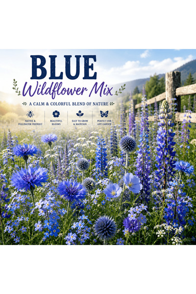 Bloom & Sow Seed خليط بذور الزهور البرية الزرقاء - أصناف مقاومة للبرد وغنية ب...