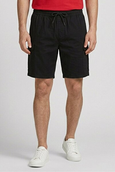 Larsson & Co Men Solid Cargo Shorts, Black