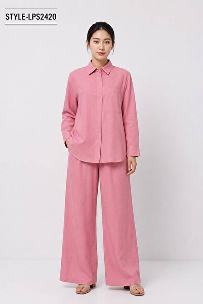 LINELLE Women's Relaxed Fit Linen Blend Co-Ord Set
