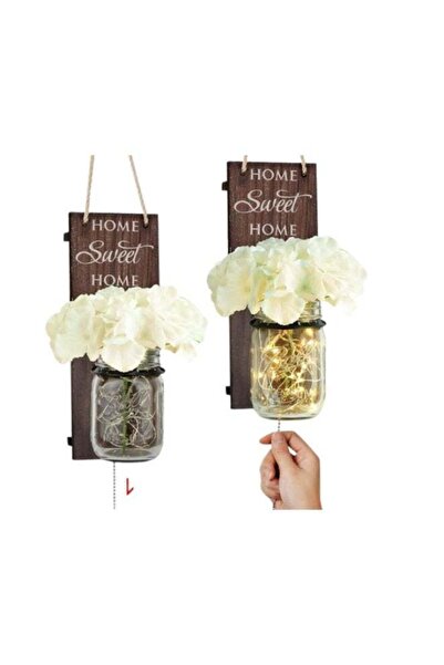 HXD Zoomlion 2-Pack Farmhouse Mason Jar Wall Sconces with LED Lights, Rustic ...