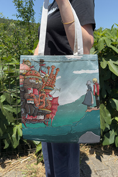 ZipZap Howl's Moving Castle V2 Summer Winter Double-Sided Canvas Print Tote B...