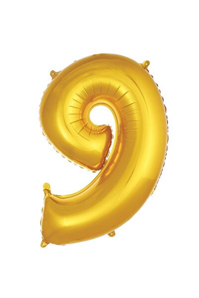 Parti Dükkanı 16 Inch 36 cm Gold 9 Number Foil Balloon Birthday Age Balloon P...