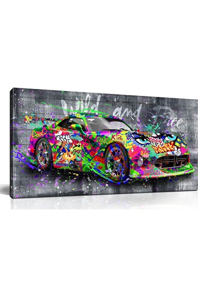 HOME MODE Graffiti Sports Car Canvas Wall Art | 50x100 Inches Gallery Wrapped...