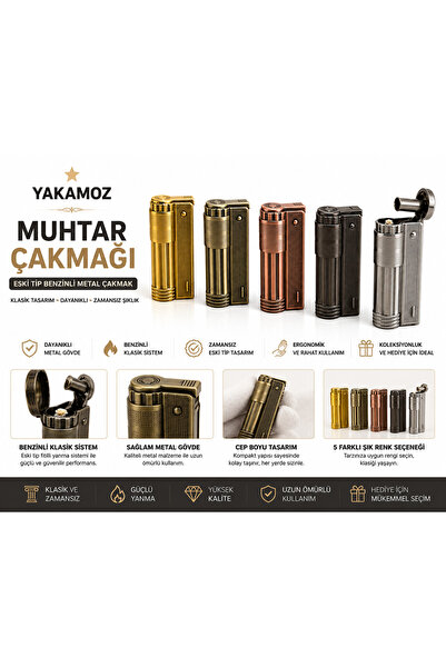 YAKAMOZ BUHARLI UTU MAKİNALARI Yakamoz Muhtar Çakmağı Benzinli Metal Çakmak |...
