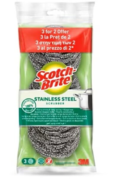 Scotch Brite Burete vase inox Scotch-Brite 3M, pentru curatenie, 2+1 buc/set