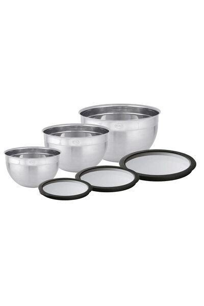 rösle Bowl Set with Glass Lid, 16 cm - 20 cm - 24 cm 13392