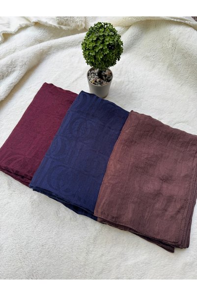 shalby Hijab Cotton Soft Textured Big Loop Ss Pattern Jacquard Shawl Set of 3 and Makeup Mirror