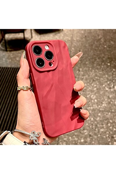 MİRAZ TASARIM IPHONE 14 PRO BORDO DALGALI KESİM KILIF