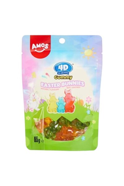 Amos Jeleuri 4D Iepurași de Paște 65 g, textură elastică, arome fructate, mul...
