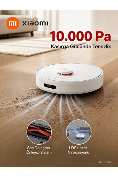 Xiaomi Robot Süpürge Beyaz 10.000 Pa Emiş 4 Halı Temizleme Seçeneği Oda ve Al...