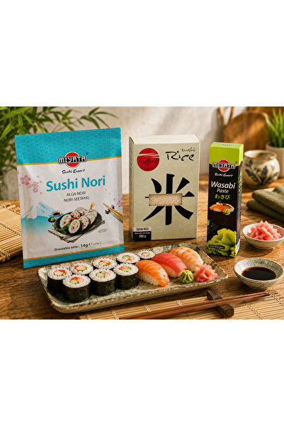Miyata Kit Sushi Starter – Orez pentru Sushi 500 g + Alge Nori + Wasabi Paste...