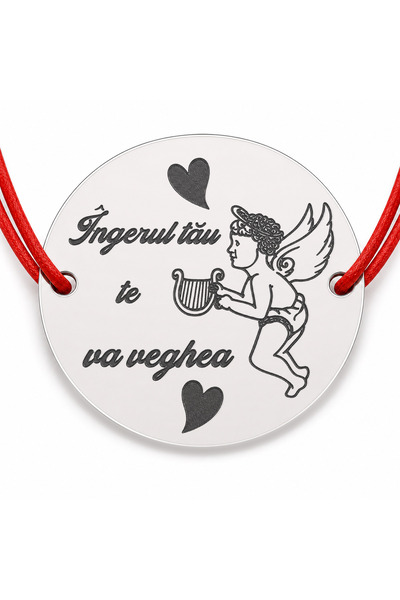 Simoshop Brățară argint 925 Îngerul tău te va veghea, șnur reglabil