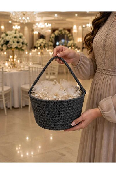 SHLM TEKSTİL 14X14 Wedding Basket Rose Petal Basket Candy Basket Multi-Purpos...