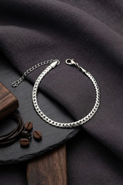 norsary 316L Steel Silver Color Crushed Cuban Chain Model Men's Bracelet