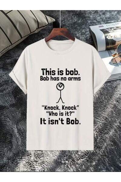 4CR تي شيرت صيفي مرح بطبعة Funny Knock Bob Pun برقبة دائرية وقابل للغسل، مصنو...