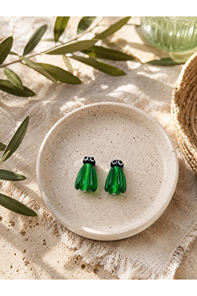 ADAMODART Handmade Murano Glass Green Cicada Beads (2 Pieces)