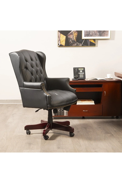 Midas Furniture كرسي ليسورا ذو ظهر مرتفع باللون الأسود