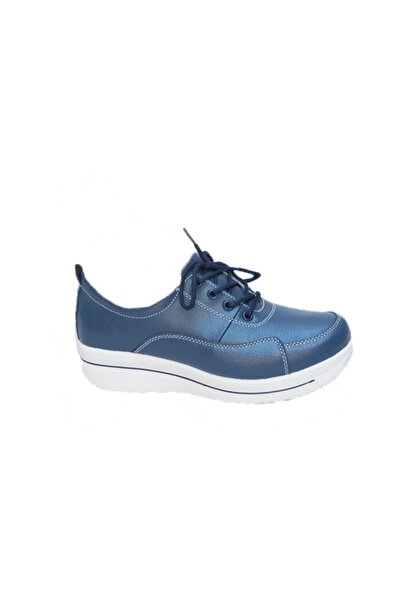 OEM Pantof confortabil din piele naturala bleumarin cu talpa plina