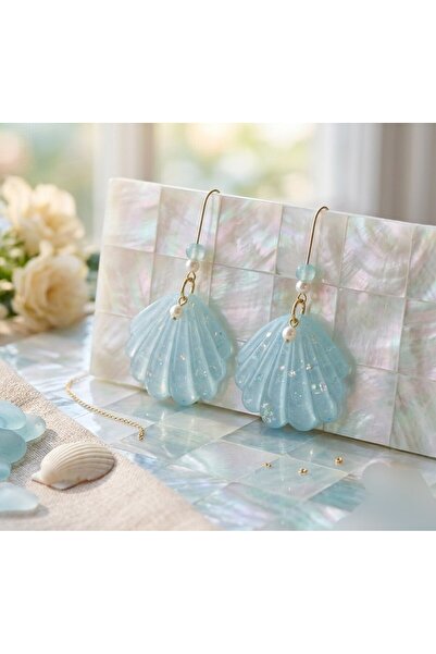 Shiklik Women's Silvery Sea Shell Design Dangle Earrings