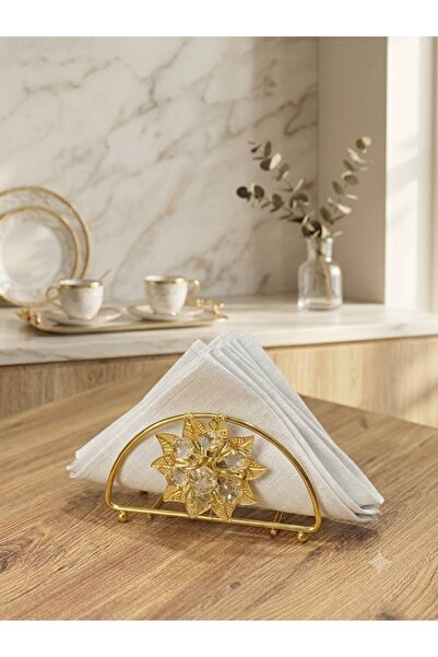 Yarençeyiz GOLD TAŞLI ÇİÇEK MODELİ METAL PEÇETELİK
