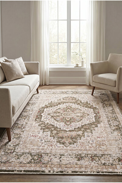 Livset Home Modern Dokuma Halı Vintage Salon Mutfak Antre Yolluk Oturma Odası...
