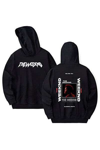 STİL-X The Weeknd Printed Cotton Long Sleeve Hooded Sweatshirt with 3 Yarns