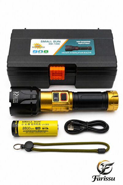 farissu Small Sun SM-T288 50W 5000 Lümen Dijital Ekranlı Şarjlı El Feneri - 8...
