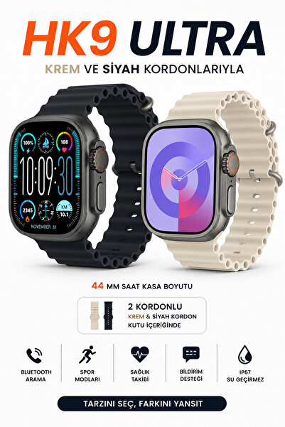 Zineets Smart Watch HK9 ULTRA 2 44 MM Yeni Versiyon Akıllı Saat AMOLED EKRAN ...