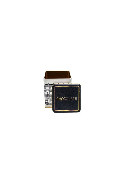 Evle Exclusive City Chocolate Patterned Metal Storage Container, 12 X 12 Cm, Storage Container, 2.1 Lt