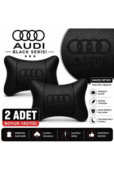 mutlu oto aksesuar Audi Black Serisi 2 Adet Araç Boyun Yastığı Siyah Premium ...