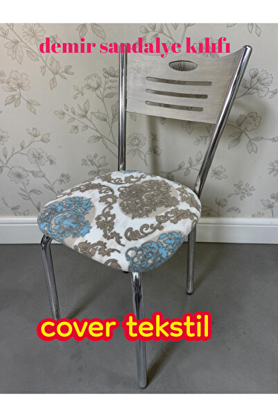 COVER TEKSTİL Demir Sandalye Kılıfı Örtüsü Oturma Yeri Jakar Kumaş