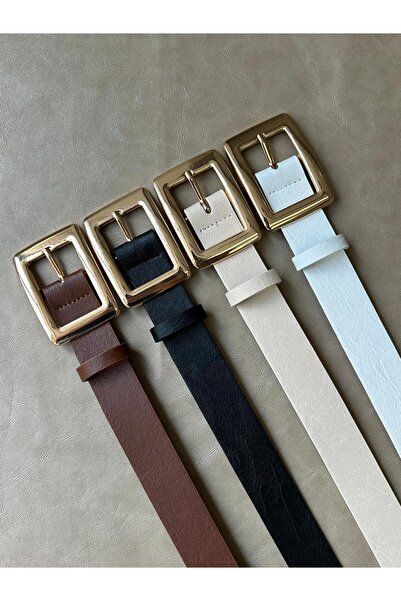 LİA KEMER 4-Piece Women's Square Buckle Gold Belt Waist Belt Jacket Belt Dres...
