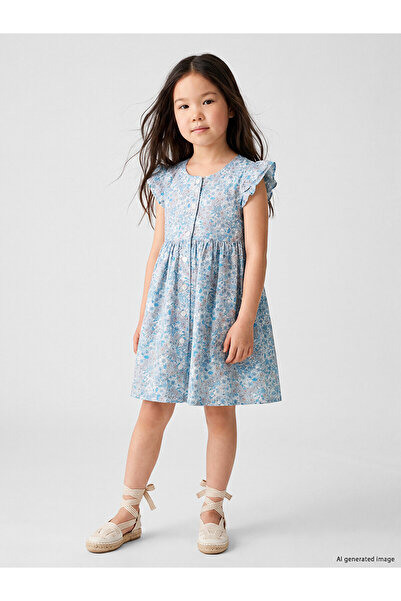 LC Waikiki Nevavm Floral Girl's Linen-Look Dress with a Difference