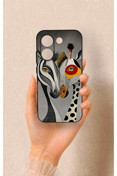Vip Case Poco X8 Pro Uyumlu Zebra ve Zürafa Desenli Silikon Kılıf