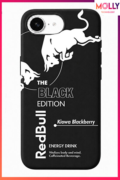 Molly iPhone 16E İçin Siyah The Black Edition Desenli İçi Kadife Silikon Kılıf