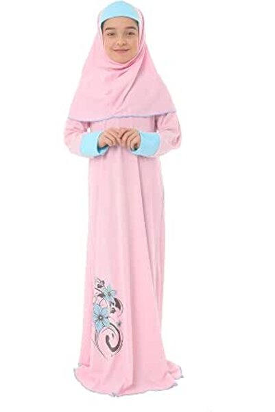 elanesa Girl's Prayer Dress with Flower Print and Cuffs