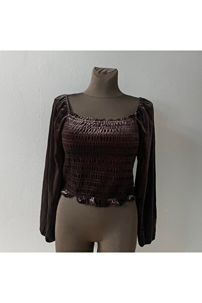 OEM Tricou de catifea cu mânecă lungă pentru femei Popiv - Negru, Mărimea L