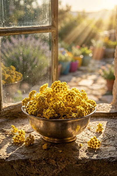 HERBONİ Golden Grass 40g, Immortal Flower, Yellow Immortelle, Helichrysum Arenariumi, 100% Natural & Without Additives