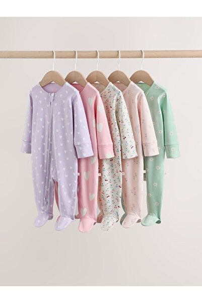 Generic Brand Baby 5-Piece Pastel Colored Double-Way Zippered 100% Cotton Sle...