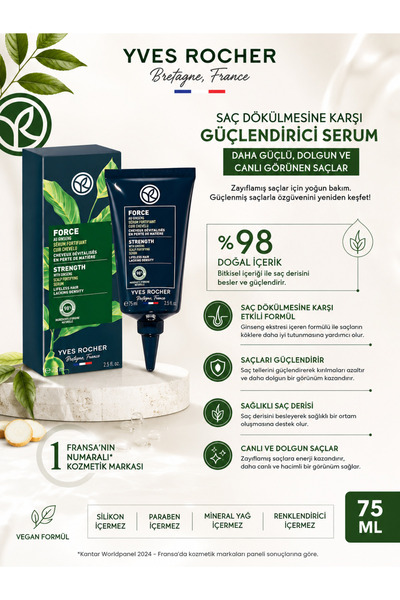 Yves Rocher Force Anti-Hair Loss Serum 75 ml - Strengthening Formula That Sup...