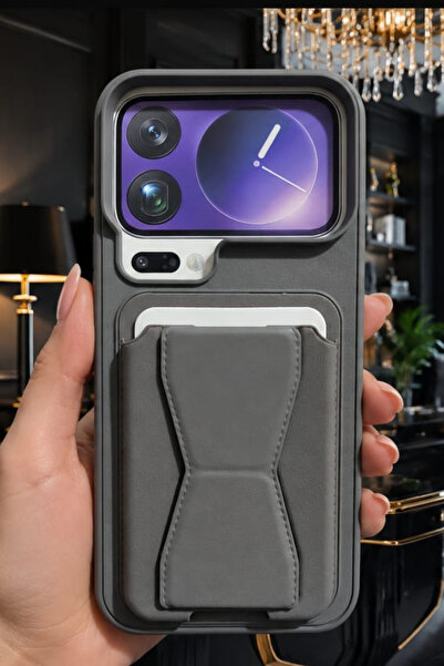 CaseTechnoo Mi 17 Pro Max Uyumlu 3'ü 1 Arada Kartlıklı Katlanabilir Standlı A...