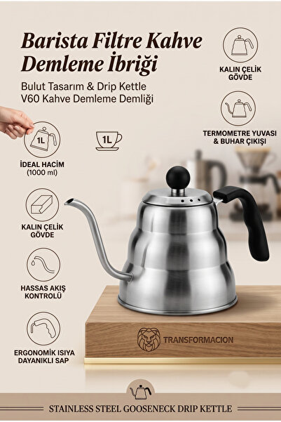 Transformacion Barista Filtre Kahve Demleme İbriği 1 Litre (1000 ml) - Hassas...