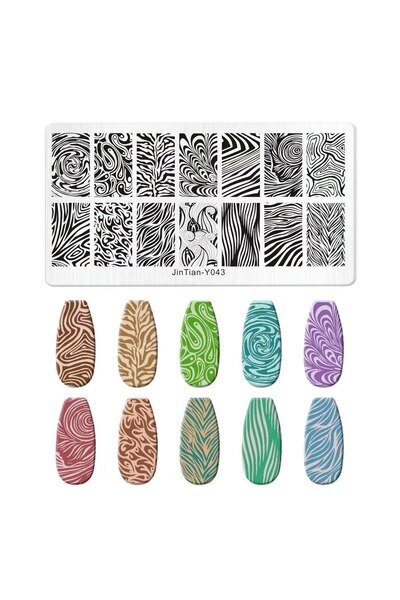 aba nails Dalgalı Çizgi ve Zebra Dizayn Nail Art Stamping Baskı Plakası JT-Y043