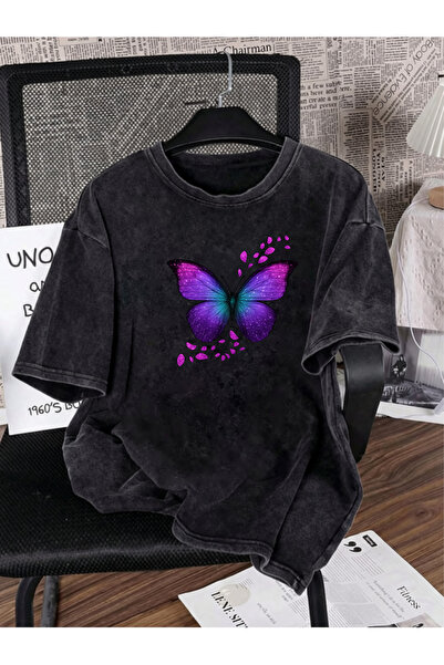 HOFFNUNG Unisex Oversize Vintage Washed Street Style Μόδα του δρόμου Βαμβακερ...