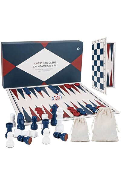 OEM Set de jocuri de călătorie 3-în-1: Șah, Dame, Table, Trickerack 25 x 25 cm