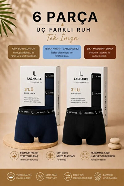 Beruflic Men's Lycra Cotton Breathable Combed Cotton 6 Piece Boxer Navy Blue ...
