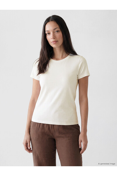 LC Waikiki Original Oval Collar Women's Ribbed T-Shirt