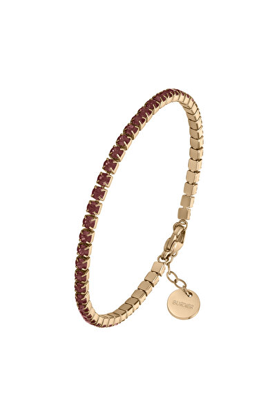 Burker Armband Damen Ava Gold mit bordeauxfarbenen Zirkonia-Kristallen
