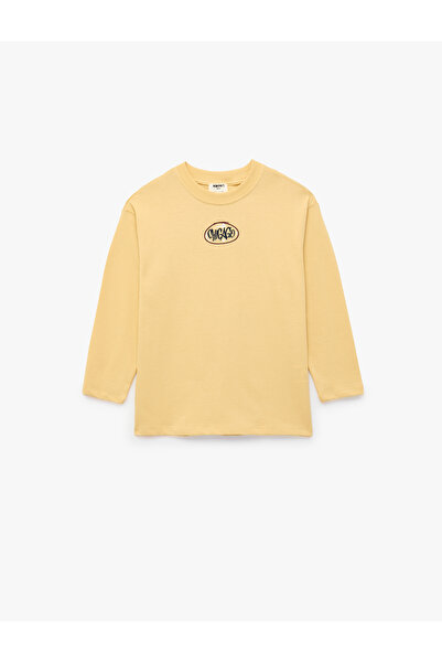 Koton Cotton Long Sleeve Crew Neck Printed T-Shirt