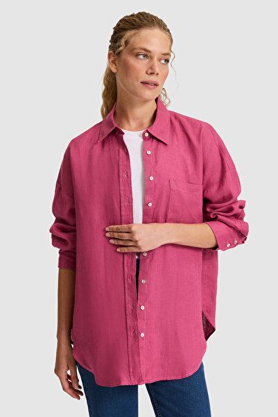 U.S. Polo Assn. قميص نسائي فوشيا بأكمام طويلة 50320121-VR023